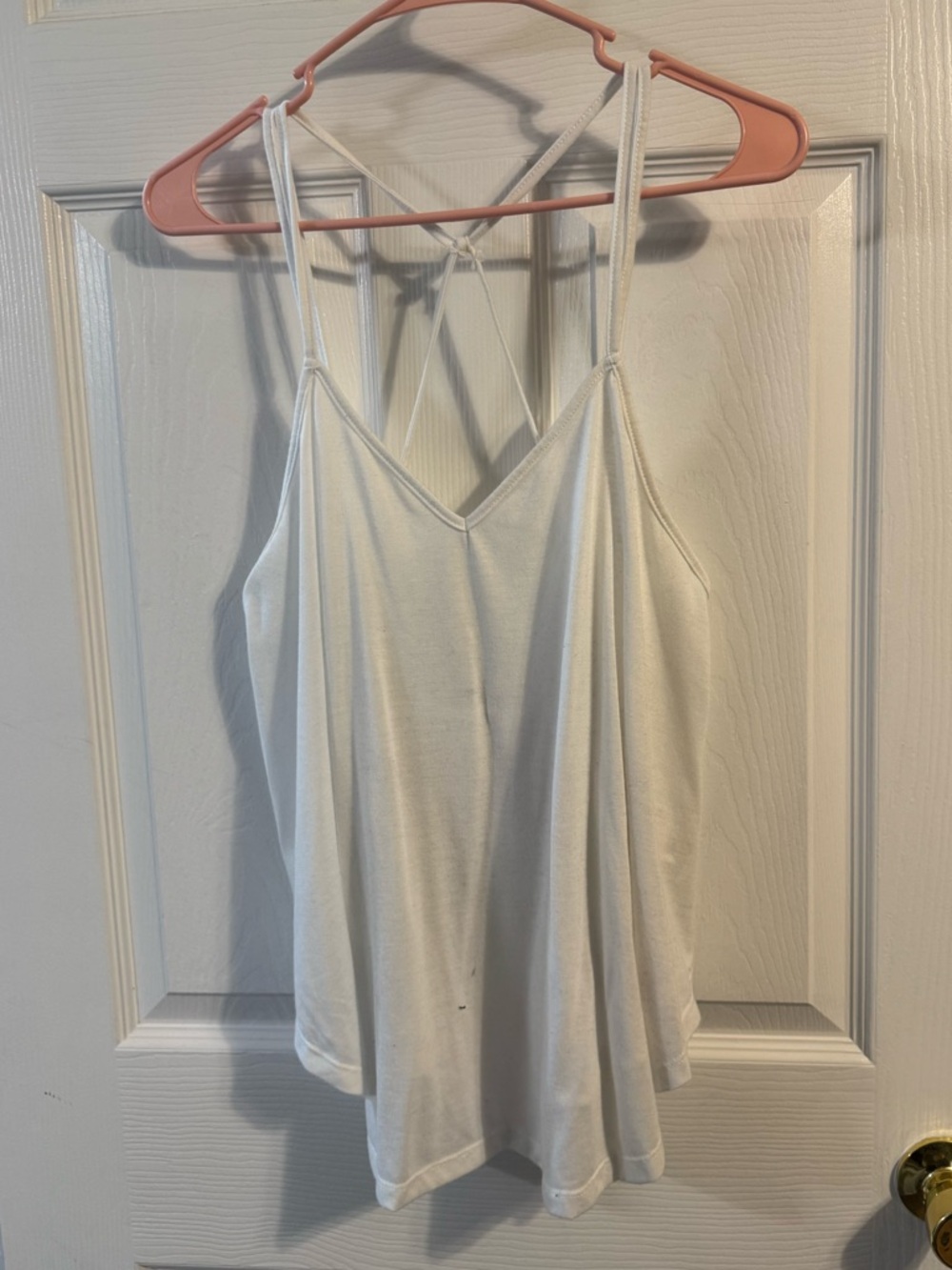 Women's White Strappy V-Neck Tank Top